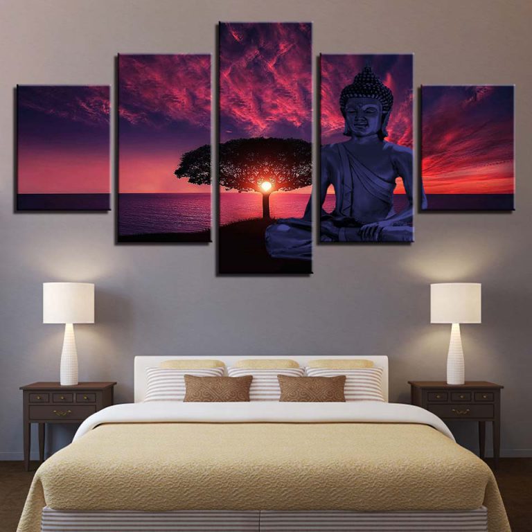 Pink Sky Buddha Multi Canvas Art