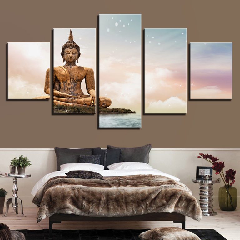 Golden Buddha Statue Land Multi Canvas Art
