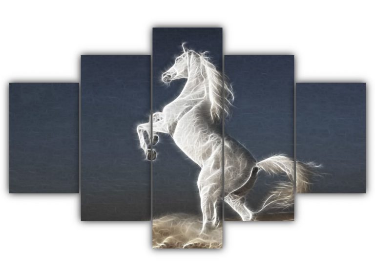 White Stallion Multi Canvas Art