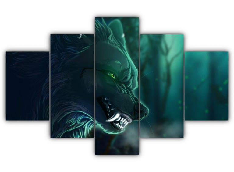 Wolf in Green Eyes Multi Canvas Art