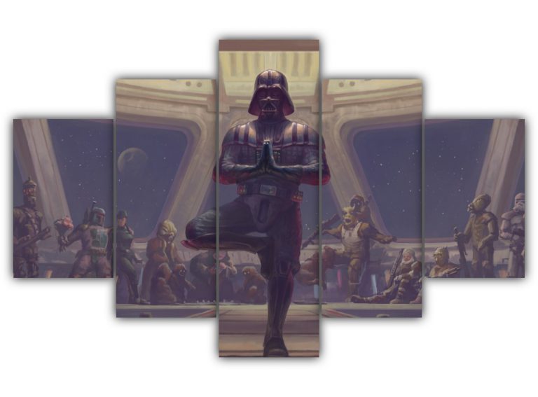 Darth Vader doing yoga Multi Canvas Art